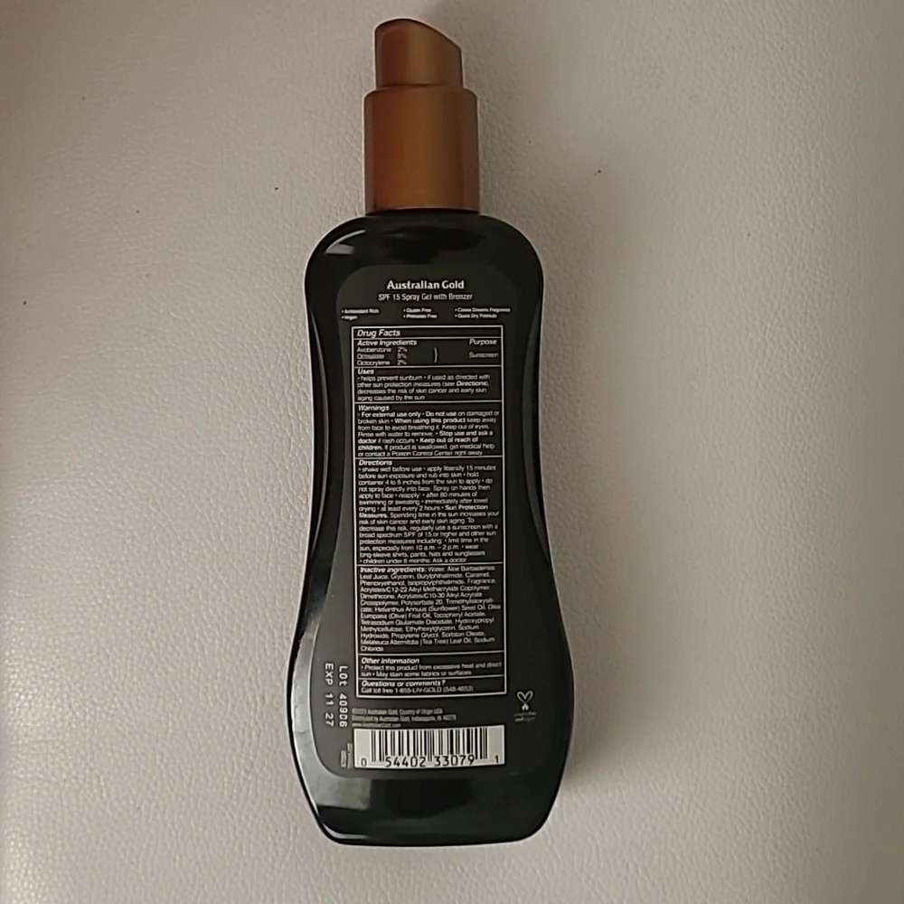 Instant Bronzer Spray Gel with Sunscreen SPF 15